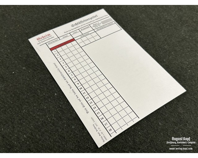 Schlüsselzettel form - coding table 20x A5