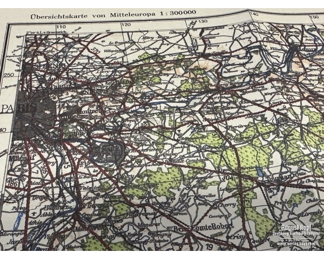 Sonderausgabe Heereskarte Paris Ost