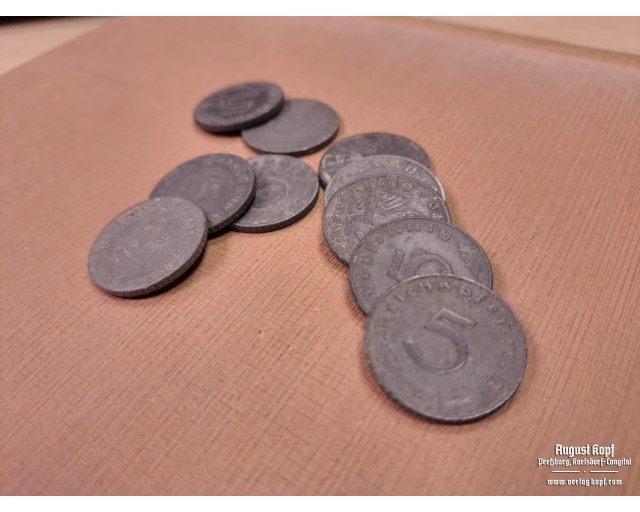 Zinc 5 Reichspfennig set of 10 coins
