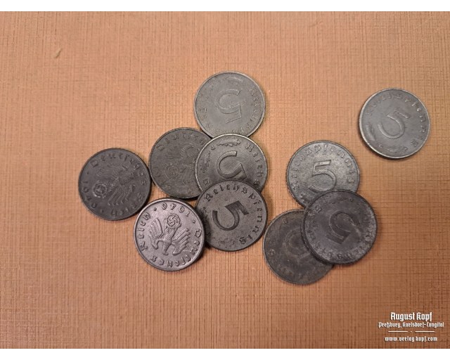 Zinc 5 Reichspfennig set of 10 coins