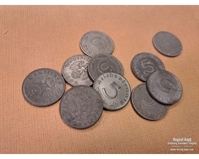 Zinc 5 Reichspfennig set of 10 coins