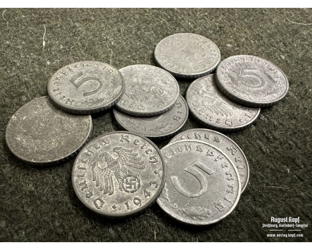 Zinc 5 Reichspfennig set of 10 coins