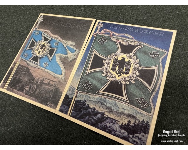 German Postcards set #13 army flags (18pcs)