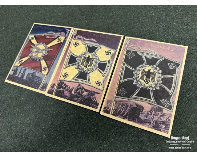 German Postcards set #13 army flags (18pcs)