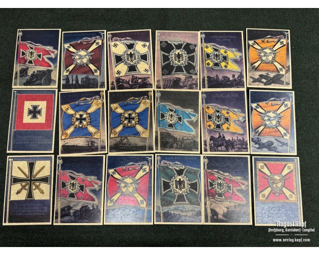 German Postcards set #13 army flags (18pcs)
