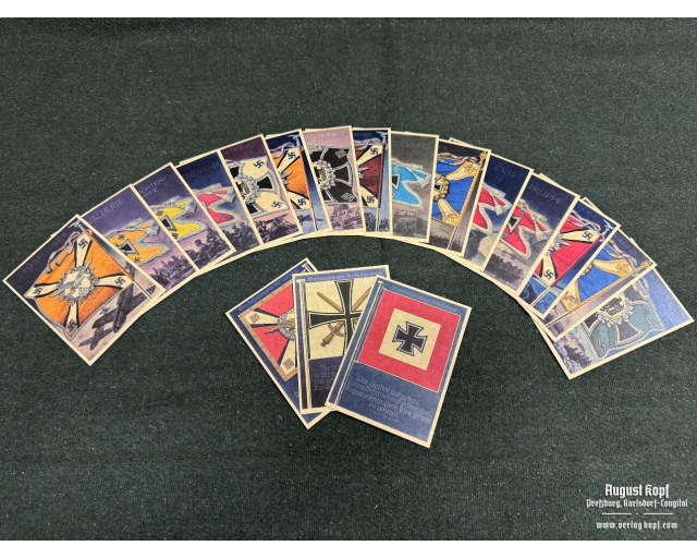 German Postcards set #13 army flags (18pcs)
