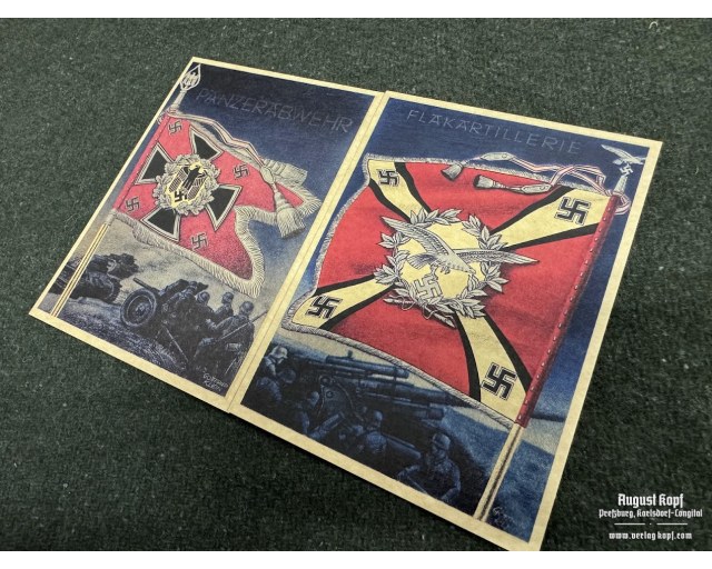 German Postcards set #13 army flags (18pcs)
