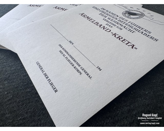 Ärmelband Kreta certificate
