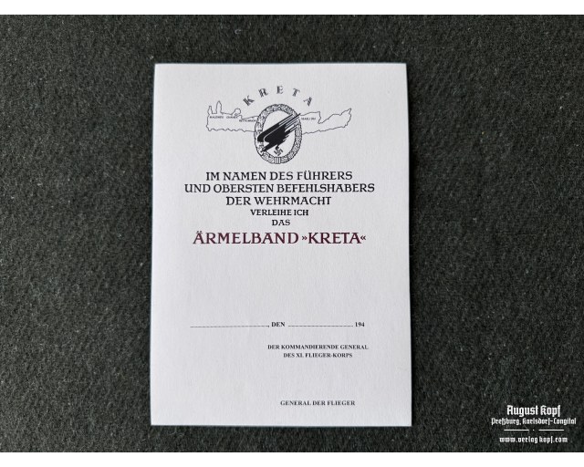 Ärmelband Kreta certificate