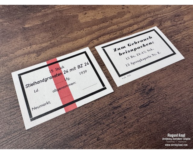 Stielhandgranaten 24 box labels earlywar