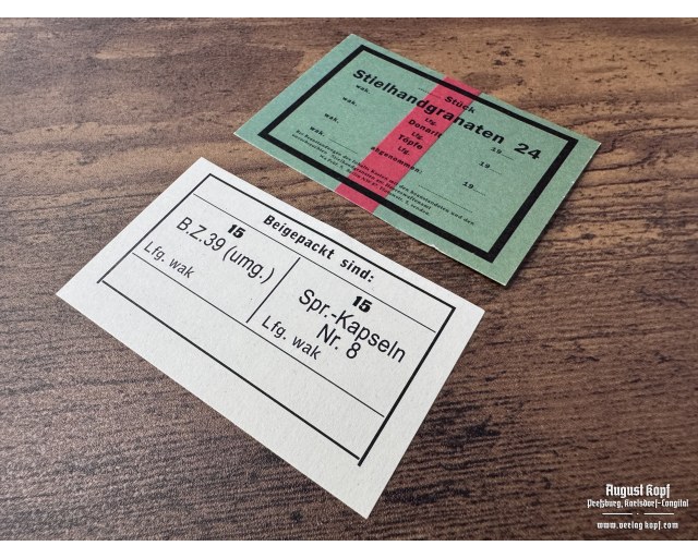 Stielhandgranaten 24 box labels latewar