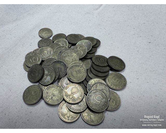 Aluminium-Bronze 5 Reichspfennig set of 5 coins