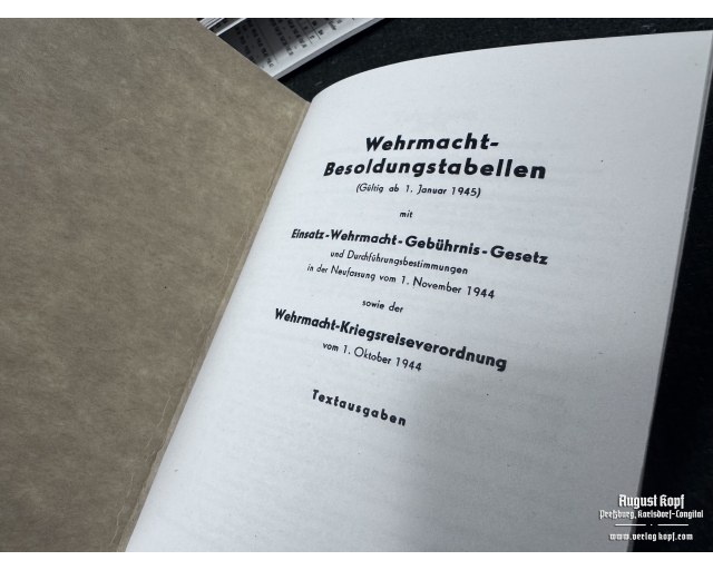 Wehrmacht Besoldungstabellen Payment table