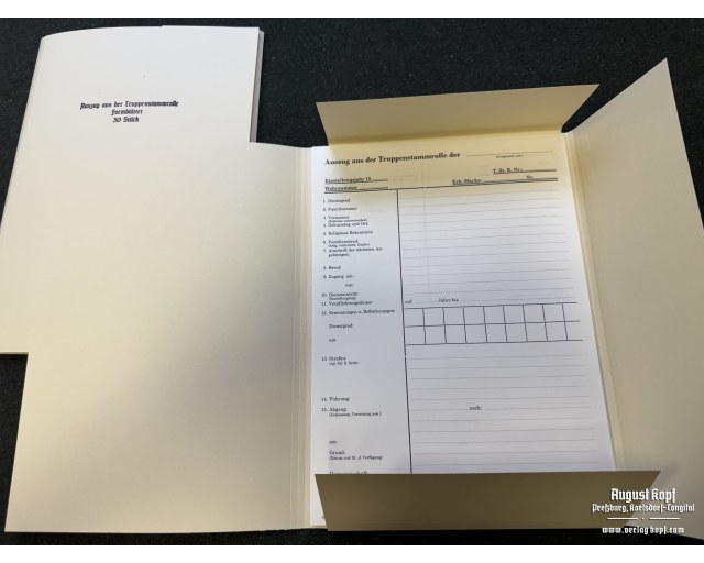Truppenstammrollenblatt Auszug - 30pcs
