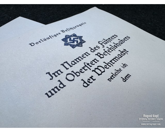Deutsche Kreuz in Gold certificate
