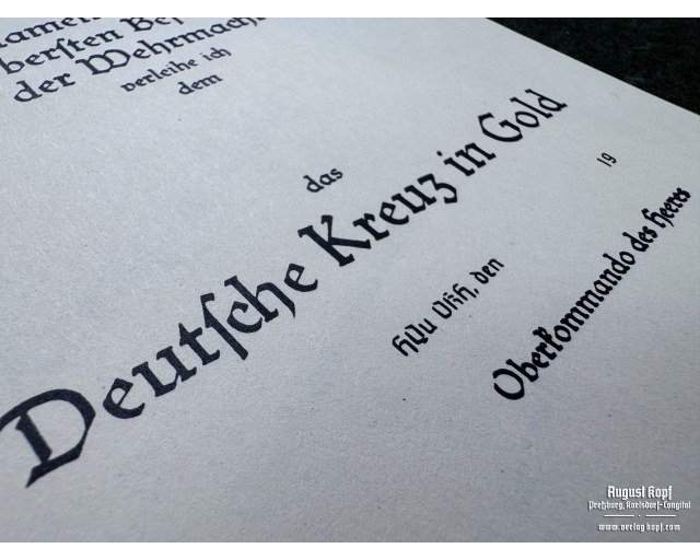 Deutsche Kreuz in Gold certificate