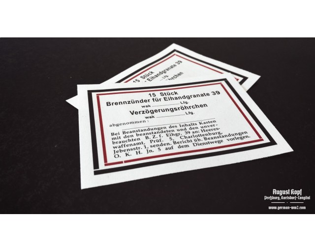 Brennzünder für Eihgr. 39 labels