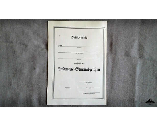 Infanterie-Sturmabzeichen certificate