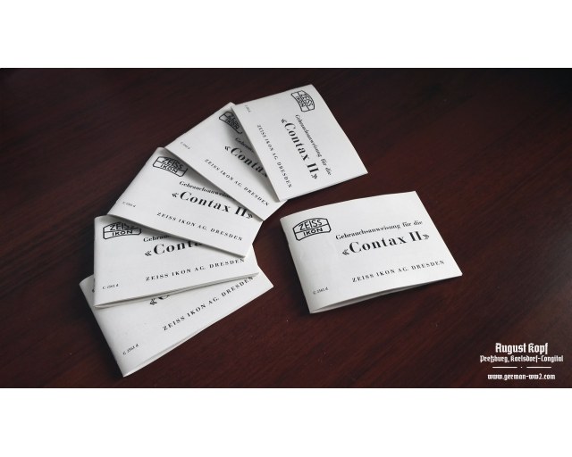 Contax II camera instructional booklet