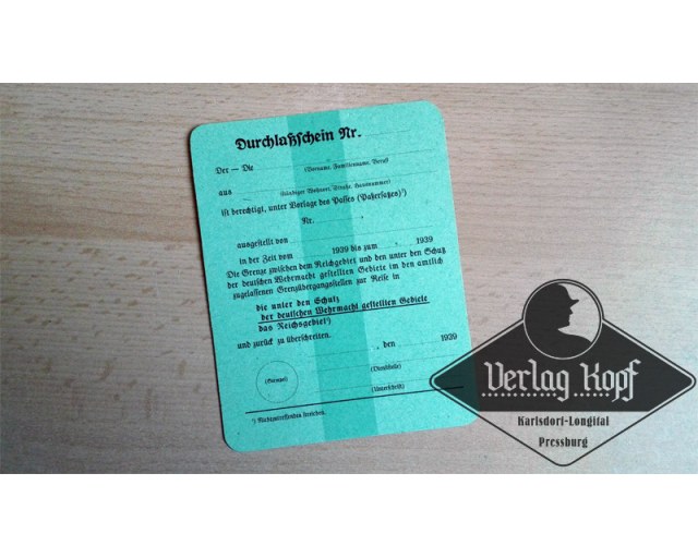 Durchlassschein 1939