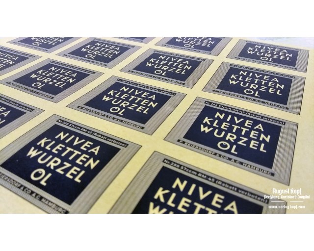 Kletten-wurzel-öl label sticker