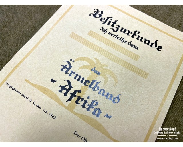 Ärmelband Afrika DAK certificate