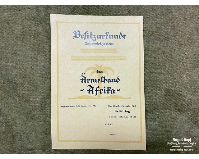 Ärmelband Afrika DAK certificate