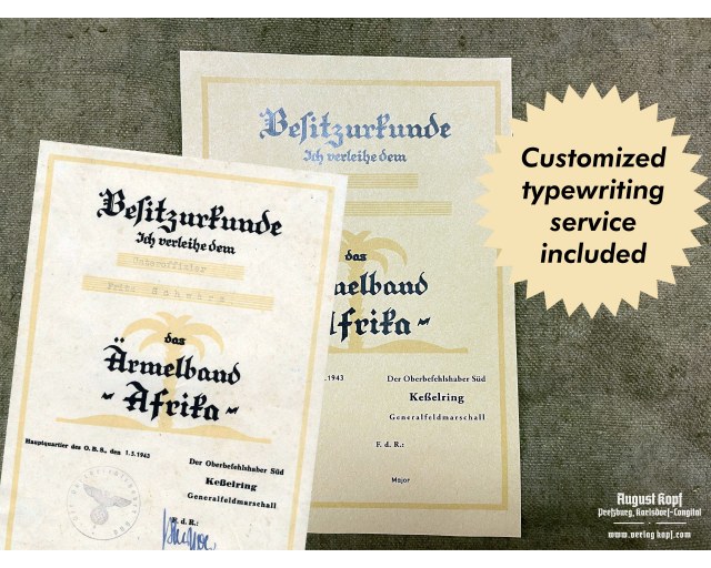 Ärmelband Afrika DAK certificate