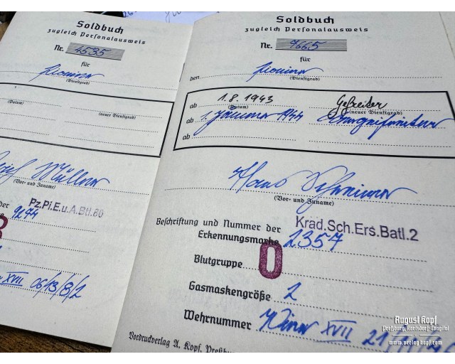 Heer/SS Soldbuch filling service