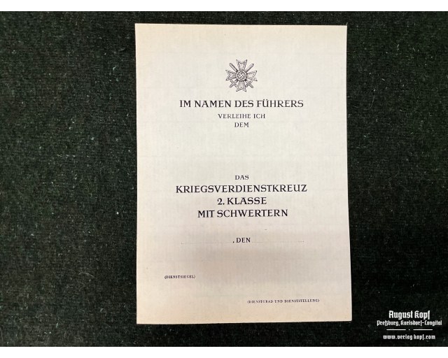 Kriegsverdienstkreuz 2. klasse certificate type.2