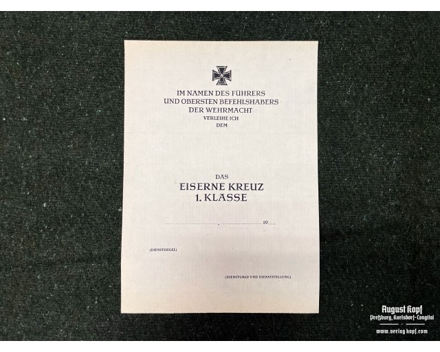 Eiserne Kreuz 1. Klasse certificate