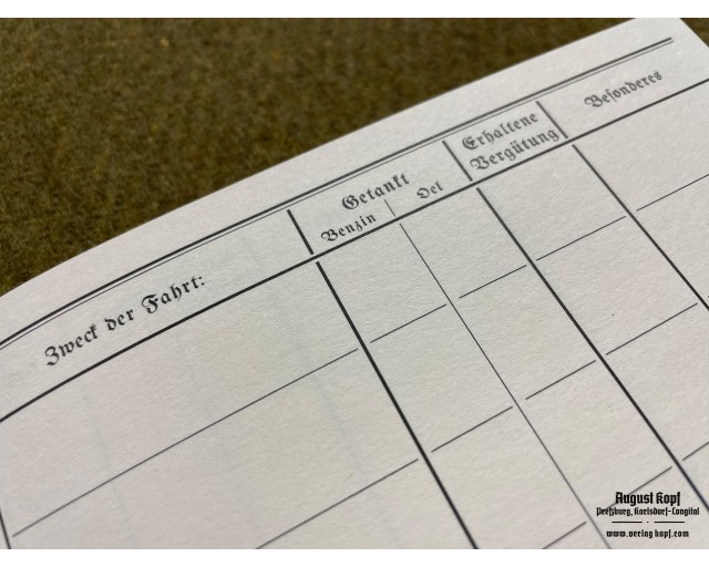 Dienstfahrtbuch - WW2 Driving Log Book