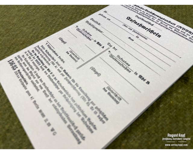 Aufnahmeschein - Reichsbahn insurance